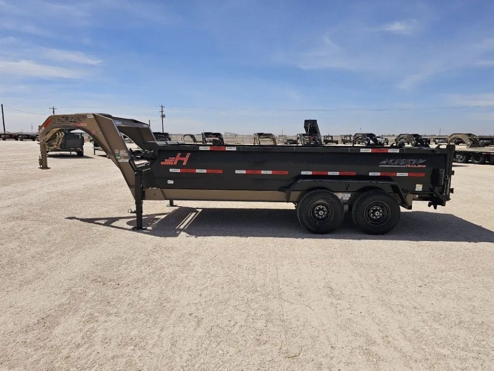 16' Horizon LZ7 Gooseneck Dump Trailer 30" Side Walls - (2) 7K Axles - Gooseneck Dump - TrailerSwap