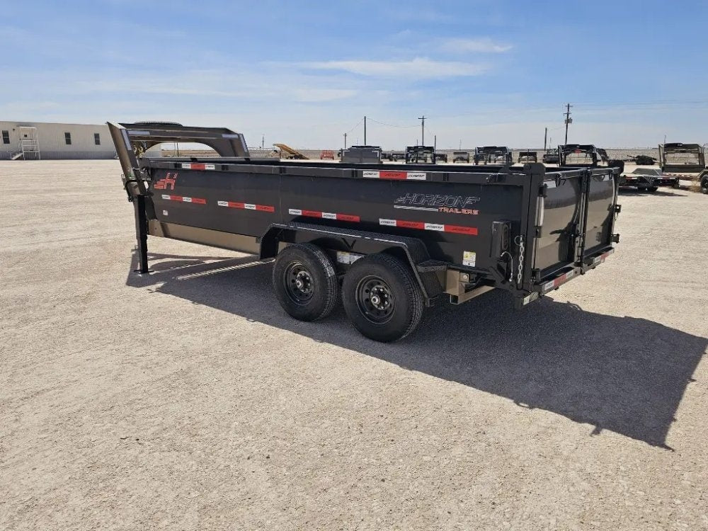 16' Horizon LZ7 Gooseneck Dump Trailer 30" Side Walls - (2) 7K Axles - Gooseneck Dump - TrailerSwap