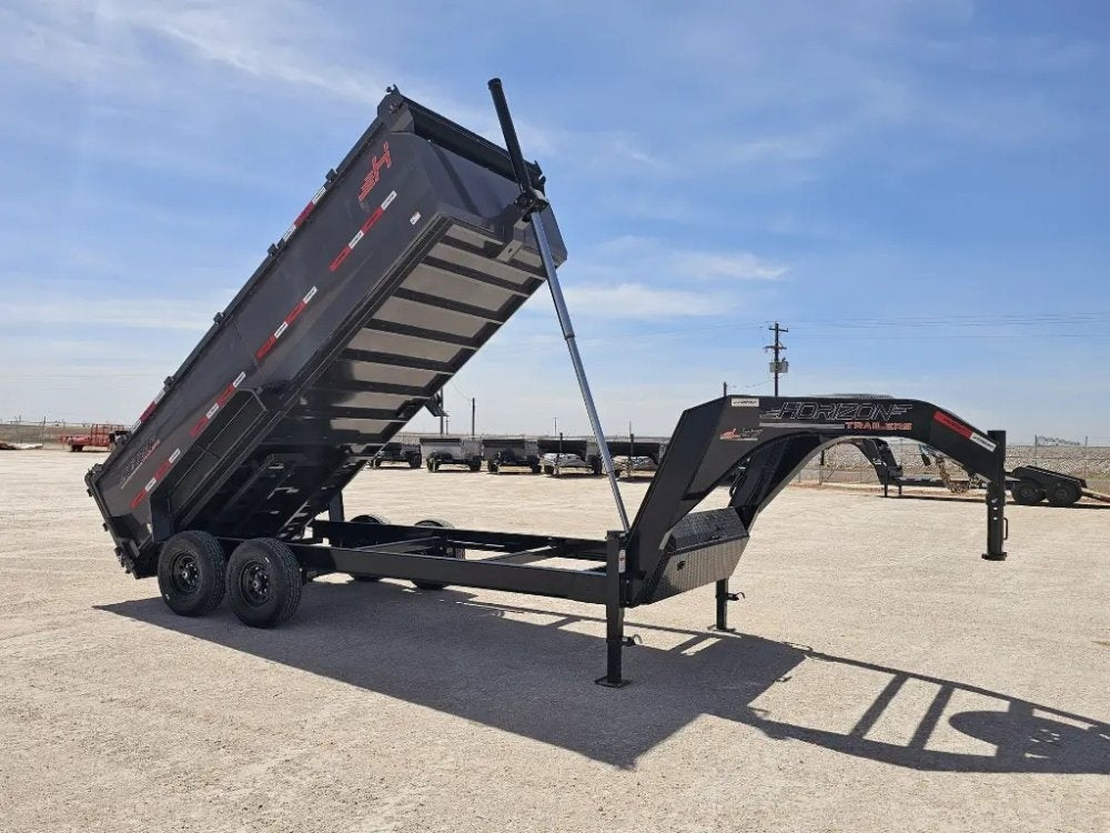 16' Horizon LZ7 Gooseneck Dump Trailer 42" Side Walls Telescopic Lift - (2) 7K Axles - Gooseneck Dump - TrailerSwap