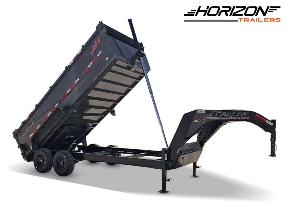 16' Horizon LZ7 Gooseneck Dump Trailer 42" Side Walls Telescopic Lift - (2) 7K Axles - Gooseneck Dump - TrailerSwap