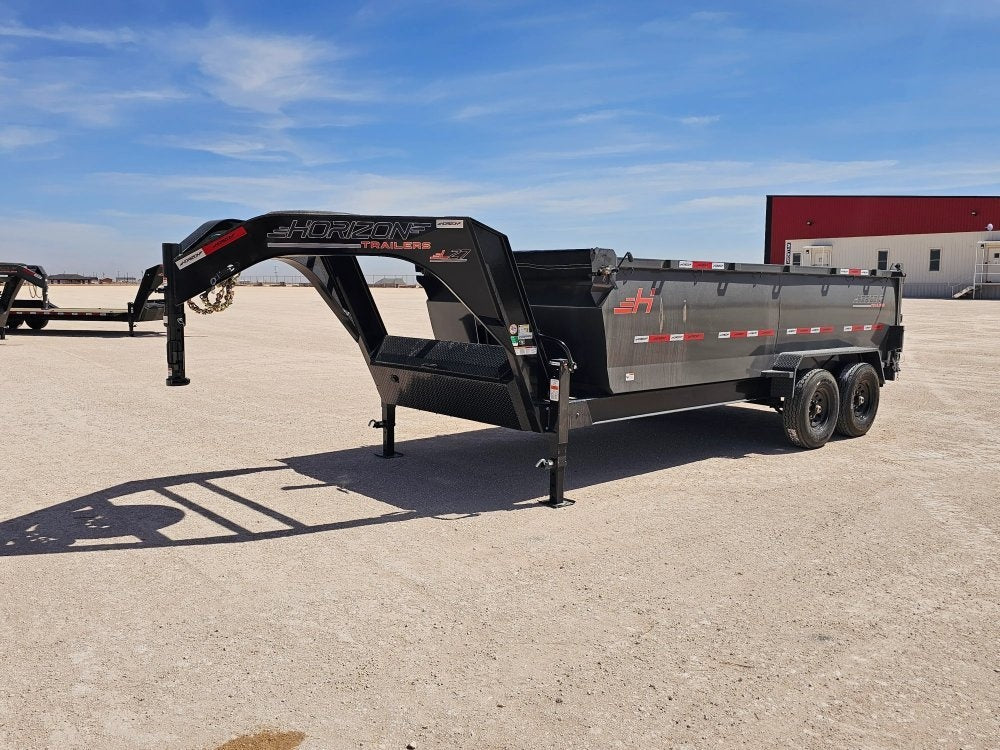 16' Horizon LZ7 Gooseneck Dump Trailer 42" Side Walls Telescopic Lift - (2) 7K Axles - Gooseneck Dump - TrailerSwap