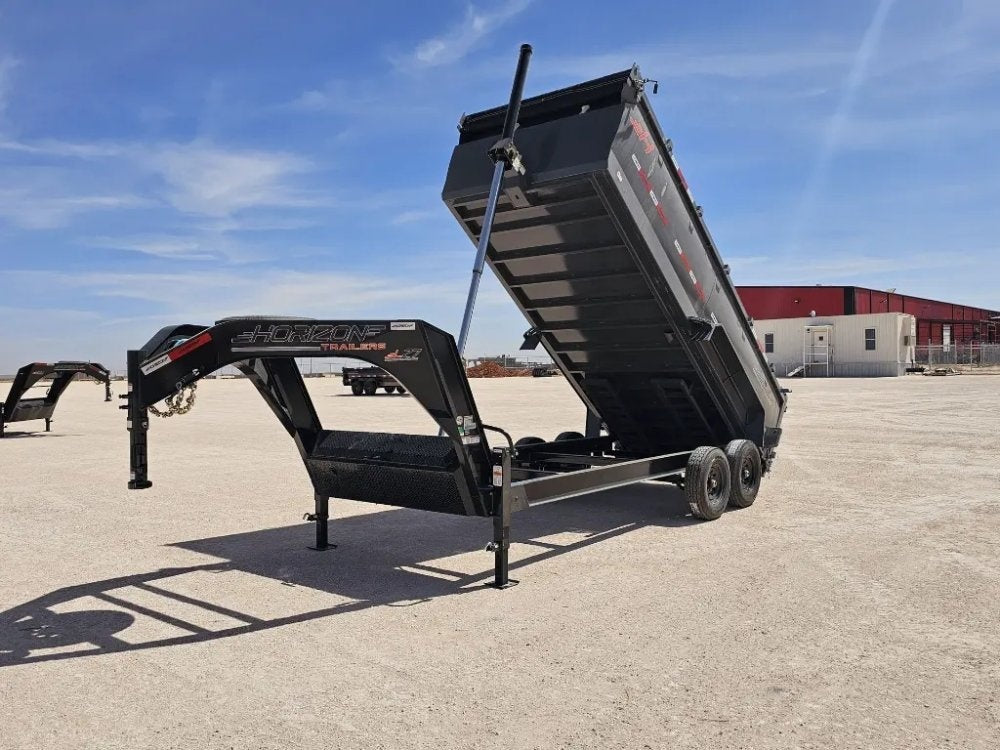 16' Horizon LZ7 Gooseneck Dump Trailer 42" Side Walls Telescopic Lift - (2) 7K Axles - Gooseneck Dump - TrailerSwap