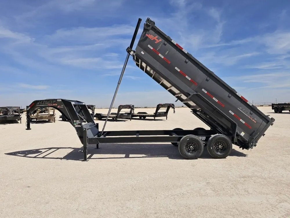 16' Horizon LZ7 Gooseneck Dump Trailer 42" Side Walls Telescopic Lift - (2) 7K Axles - Gooseneck Dump - TrailerSwap