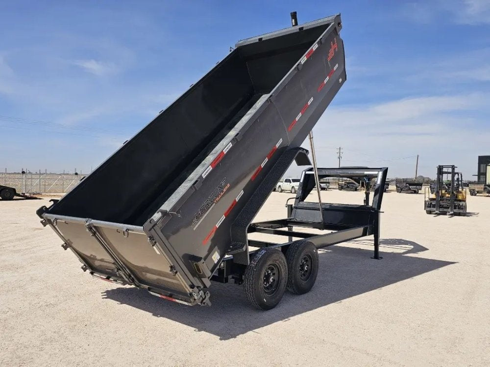 16' Horizon LZ7 Gooseneck Dump Trailer 42" Side Walls Telescopic Lift - (2) 7K Axles - Gooseneck Dump - TrailerSwap
