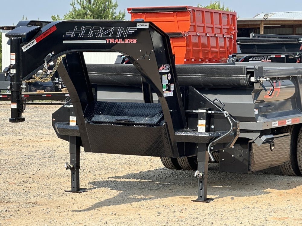 16' HZH GN Dump Trailer w/ 2' Walls (2) 12k Axles, 3-Way Door, Tarp - Gooseneck Dump - TrailerSwap