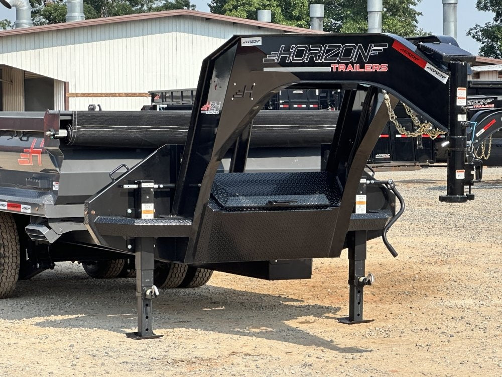 16' HZH GN Dump Trailer w/ 2' Walls (2) 12k Axles, 3-Way Door, Tarp - Gooseneck Dump - TrailerSwap