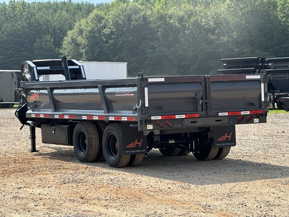 16' HZH GN Dump Trailer w/ 2' Walls (2) 12k Axles, 3-Way Door, Tarp - Gooseneck Dump - TrailerSwap