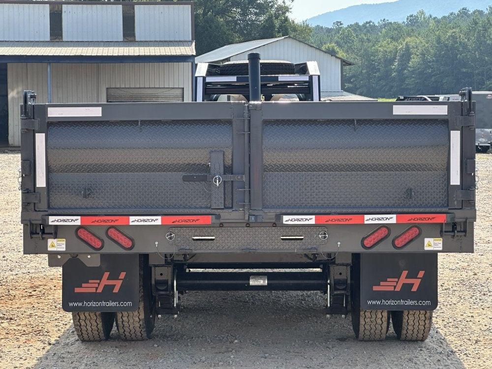 16' HZH GN Dump Trailer w/ 2' Walls (2) 12k Axles, 3-Way Door, Tarp - Gooseneck Dump - TrailerSwap