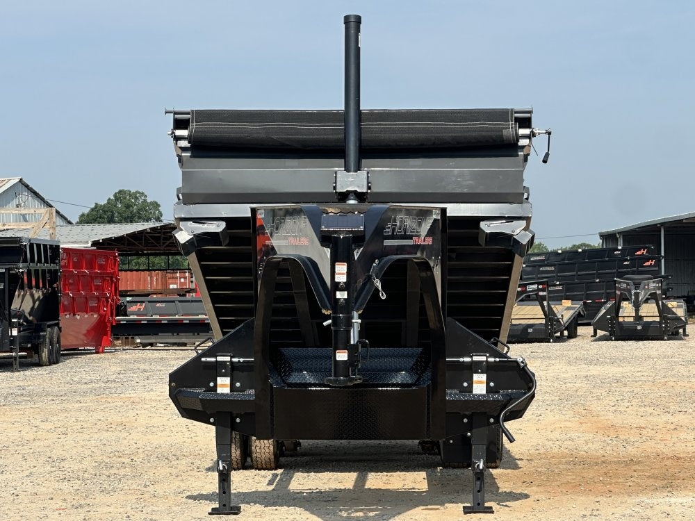 16' HZH GN Dump Trailer w/ 2' Walls (2) 12k Axles, 3-Way Door, Tarp - Gooseneck Dump - TrailerSwap