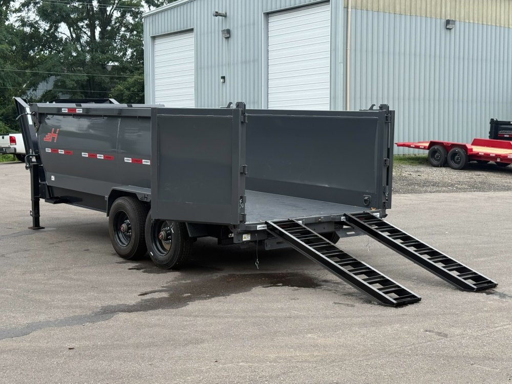 16' HZX GN Dump Trailer 10K Axles 4' High Sides - Gooseneck Dump - Dump Trailers - TrailerSwap