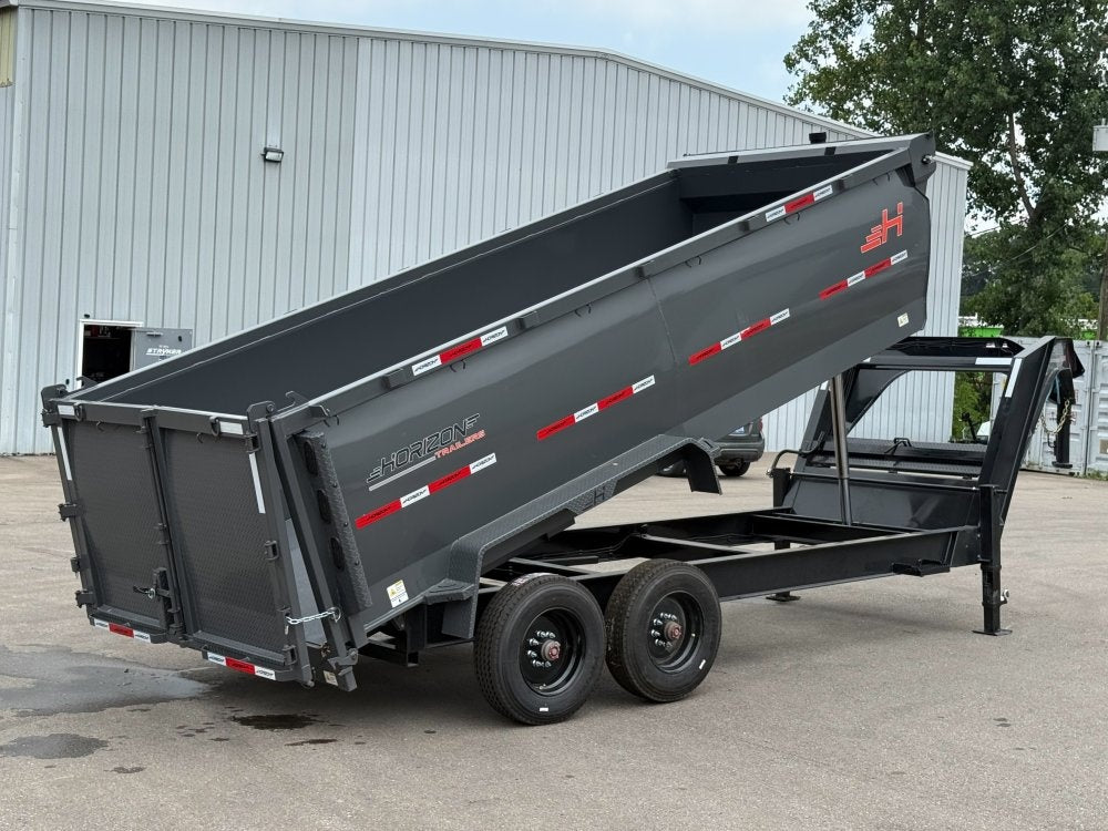 16' HZX GN Dump Trailer 10K Axles 4' High Sides - Gooseneck Dump - Dump Trailers - TrailerSwap