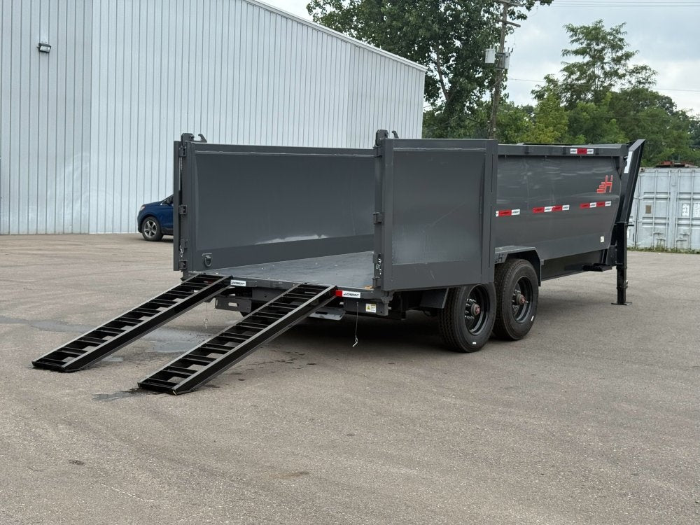16' HZX GN Dump Trailer 10K Axles 4' High Sides - Gooseneck Dump - Dump Trailers - TrailerSwap