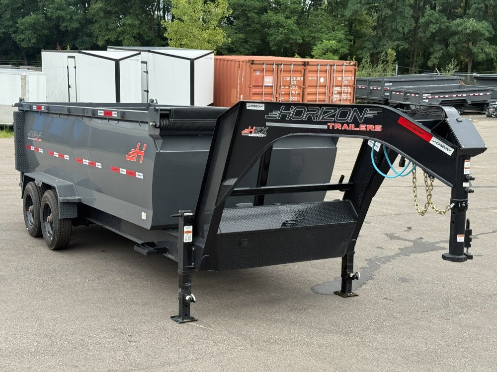 16' HZX GN Dump Trailer 10K Axles 4' High Sides - Gooseneck Dump - Dump Trailers - TrailerSwap