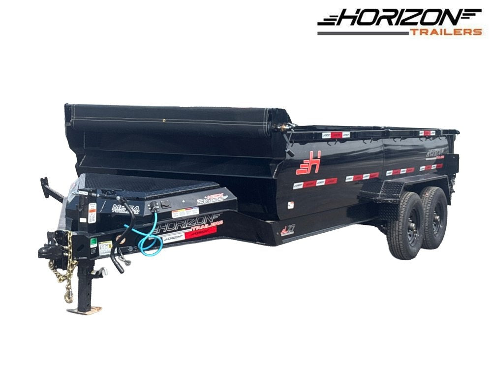 16' LZ7 Dump Trailer 38" Walls - Scissor Lift - 14K GWVR - 14ply Tires - 3 Way Door - Ramps - Bumper Pull Dump - Dump Trailers - TrailerSwap