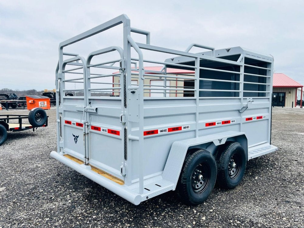 16' Ranch Boss STR Bumper Pull 1/2 Top Livestock Trailer - (2) 7k Axles - Horse Trailers - TrailerSwap