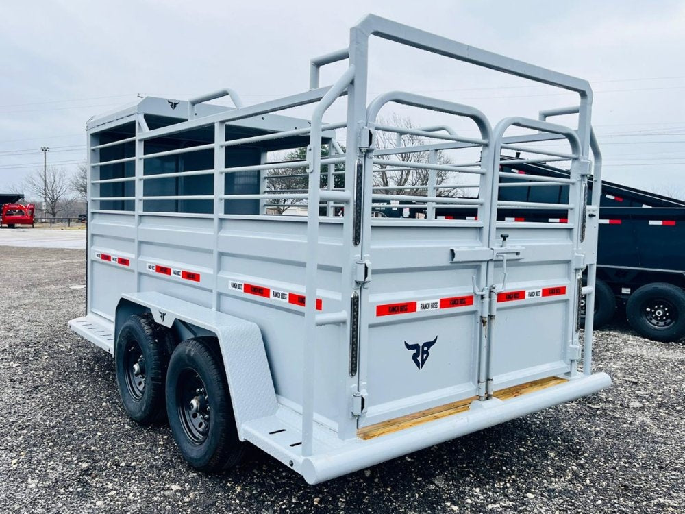 16' Ranch Boss STR Bumper Pull 1/2 Top Livestock Trailer - (2) 7k Axles - Horse Trailers - TrailerSwap
