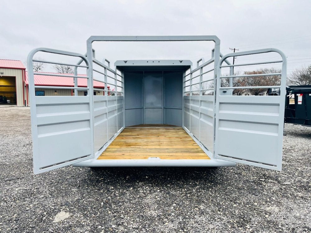 16' Ranch Boss STR Bumper Pull 1/2 Top Livestock Trailer - (2) 7k Axles - Horse Trailers - TrailerSwap