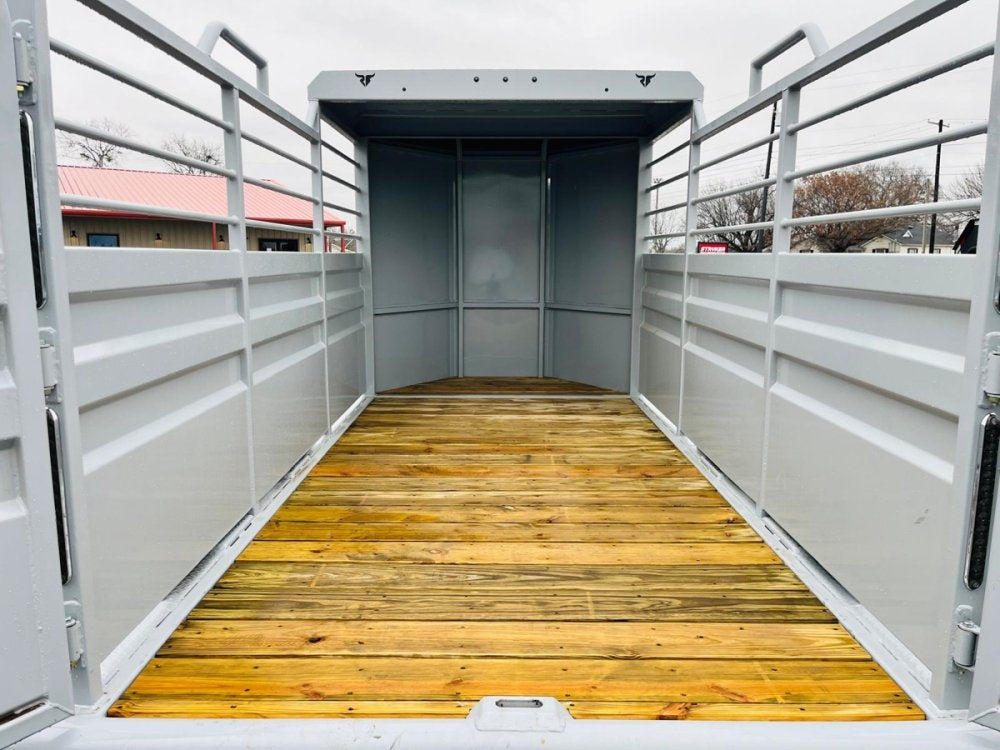 16' Ranch Boss STR Bumper Pull 1/2 Top Livestock Trailer - (2) 7k Axles - Horse Trailers - TrailerSwap