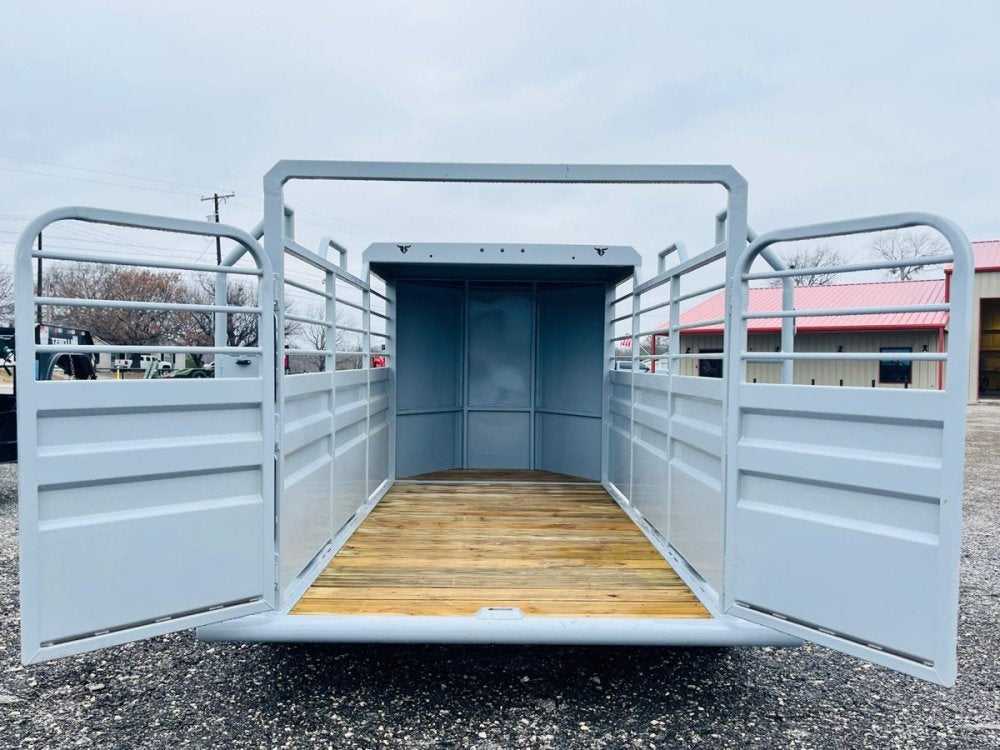 16' Ranch Boss STR Bumper Pull 1/2 Top Livestock Trailer - (2) 7k Axles - Horse Trailers - TrailerSwap