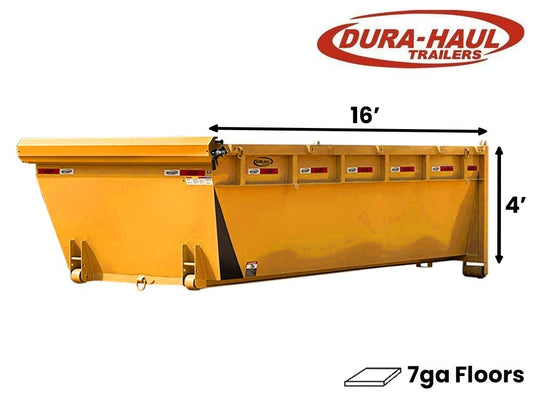 16' Roll Off Bin - 4' Side Wall - 7 Gauge Floor - Roll Off Bin - RO 16x4 Bin - TrailerSwap