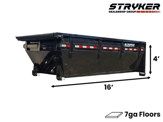 16' Stryker Roll Off Bin - 4' Side Walls - Roll Off Bin - RO 16x4 Bin - TrailerSwap
