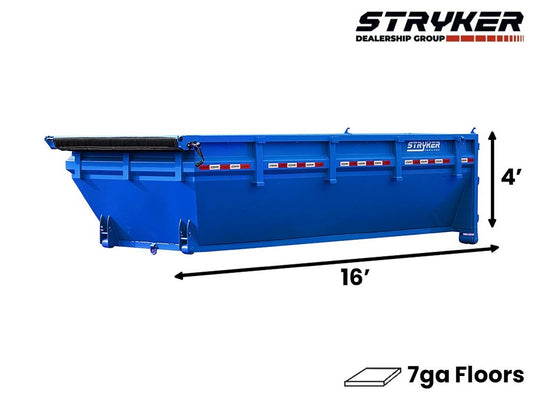 16' Stryker Roll Off Bin - 4' Side Walls - Roll Off Bin - RO 16x4 Bin - TrailerSwap