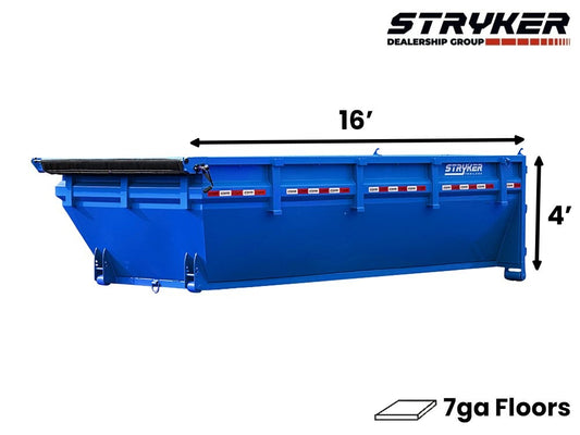 16' Stryker Roll Off Bin - 4' Side Walls - Roll Off Bin - RO 16x4 Bin - TrailerSwap