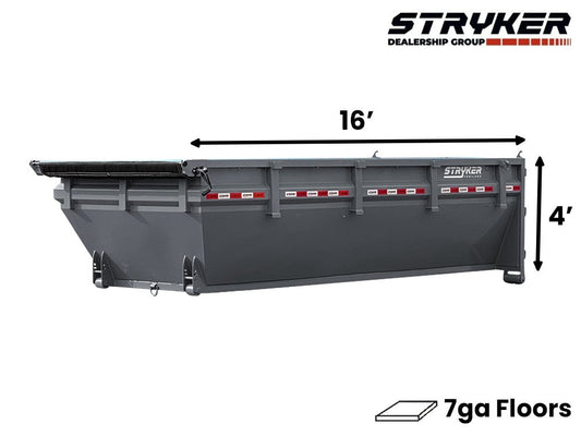 16' Stryker Roll Off Bin - 4' Side Walls - Roll Off Bin - RO 16x4 Bin - TrailerSwap
