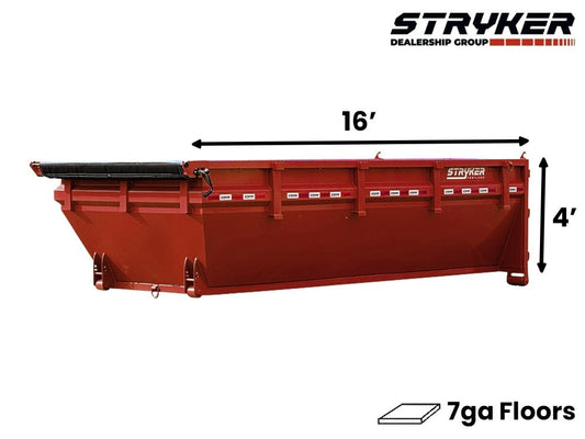 16' Stryker Roll Off Bin - 4' Side Walls - Roll Off Bin - RO 16x4 Bin - TrailerSwap