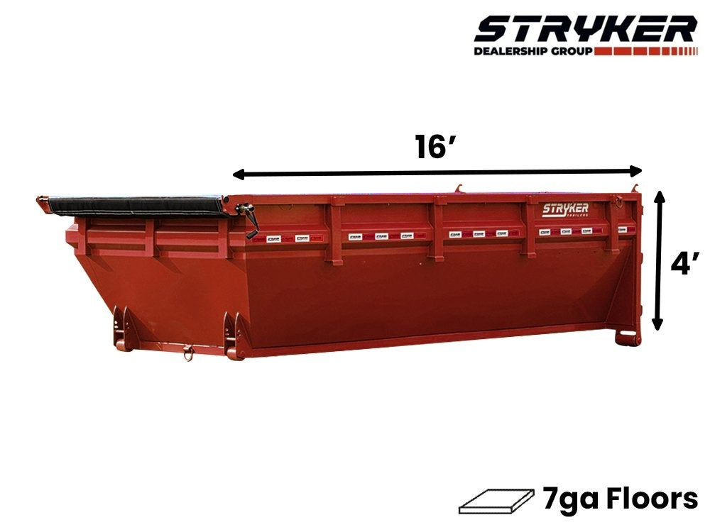 16' Stryker Roll Off Bin - 4' Side Walls - Roll Off Bin - RO 16x4 Bin - TrailerSwap