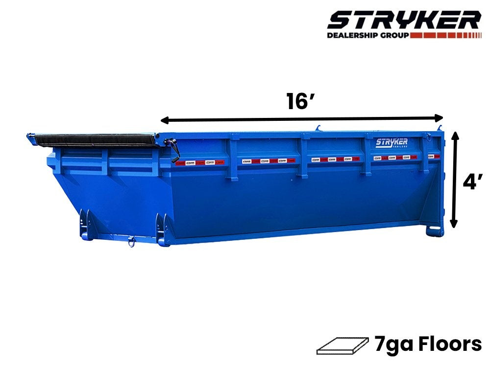 16' Stryker Roll Off Bin - 4' Side Walls - Roll Off Bin - RO 16x4 Bin - TrailerSwap