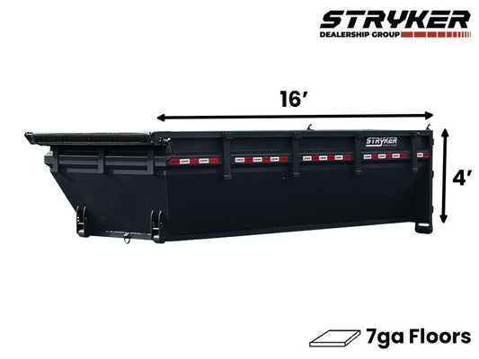 16' Stryker Roll Off Bin - 4' Side Walls - Roll Off Bin - RO 16x4 Bin - TrailerSwap