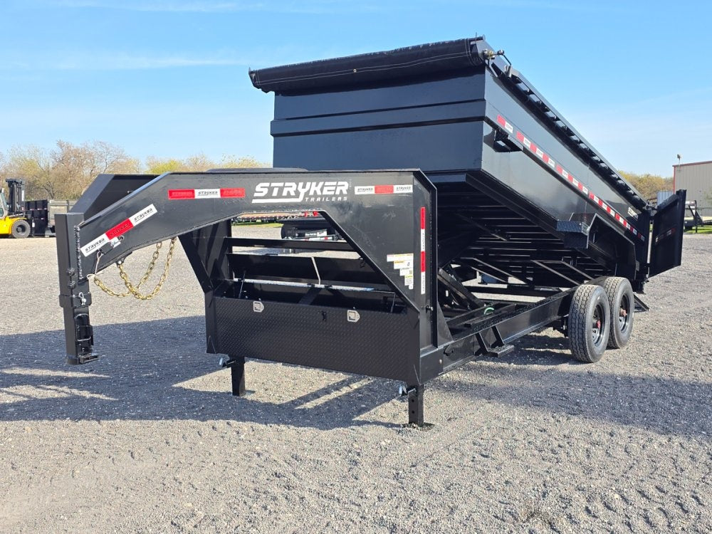 16' Stryker SDT Gooseneck Dump Trailer 36" Side Walls - (2) 8k Axles - Gooseneck Dump - Dump Trailers - TrailerSwap