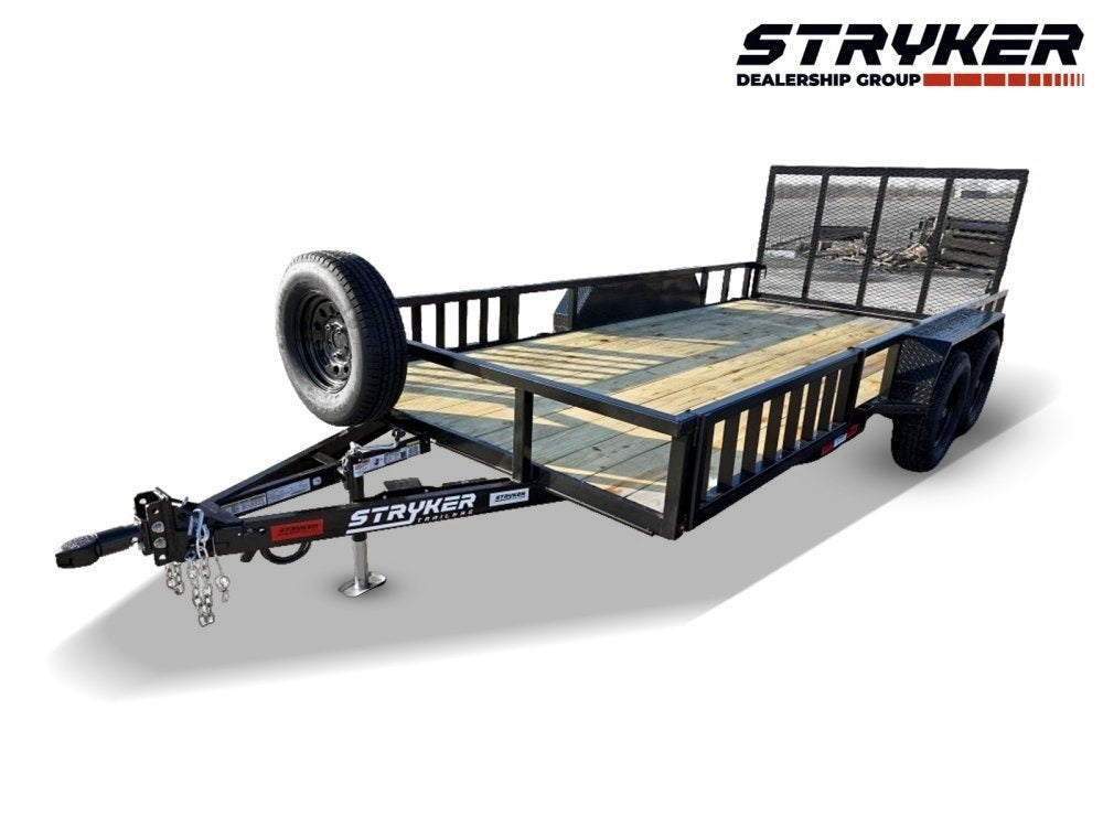 16' Utility Trailer (2) 3.5K Axles, 77" Wide, Side Ramps and 4' Gate - Utility & SXS - TrailerSwap