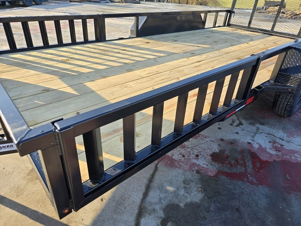 16' Utility Trailer (2) 3.5K Axles, 77" Wide, Side Ramps and 4' Gate - Utility & SXS - TrailerSwap