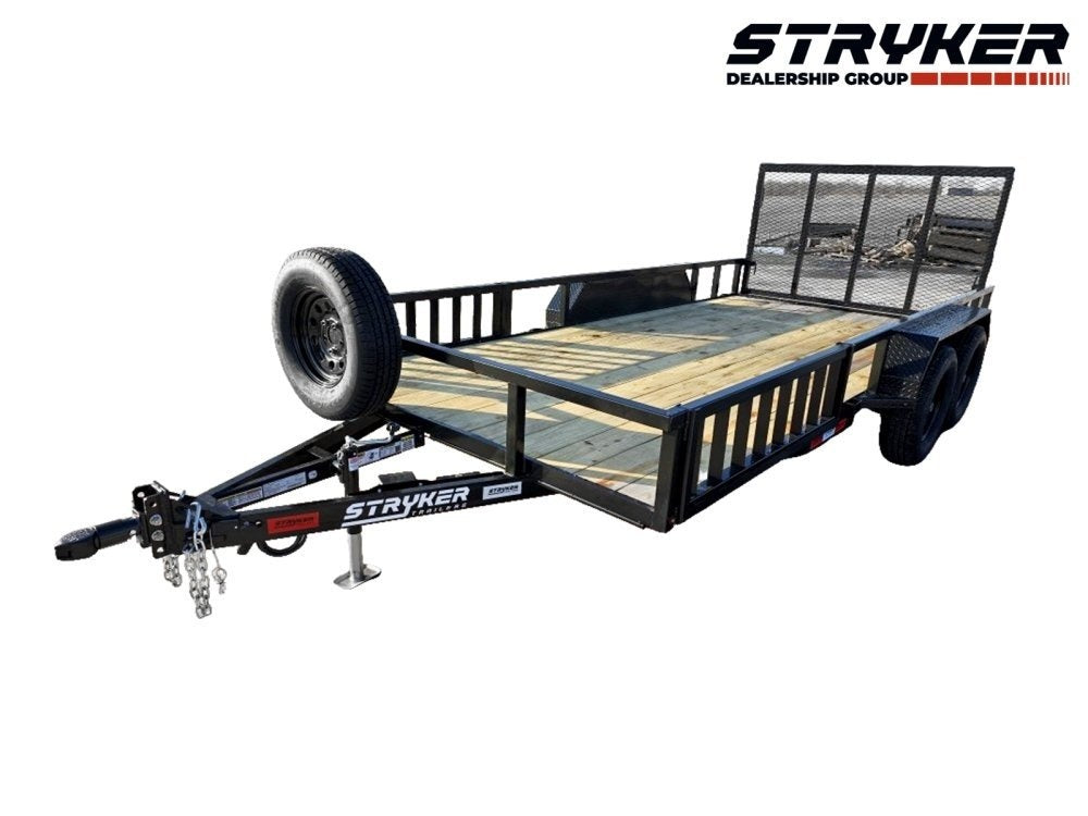 16' Utility Trailer (2) 3.5K Axles, 83" Wide, Side Ramps and 4' Gate - Utility & SXS - TrailerSwap