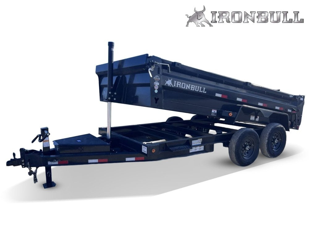 16' x 83" Iron Bull DTB Bumper Pull Dump Trailer 24" Side Walls - (2) 7,000 lb Axles - Telescopic - Bumper Pull Dump - Dump Trailers - TrailerSwap
