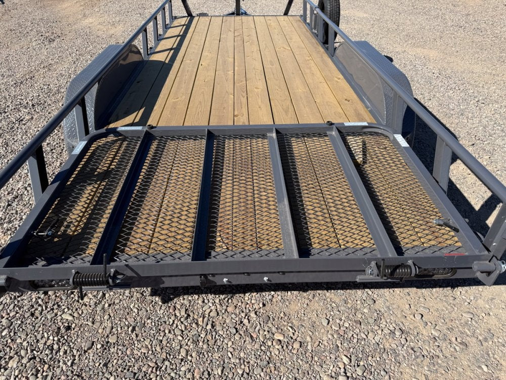 18' UTX Bumper Pull Utility (2) 3.5k Axles, 4' Mesh Flip Ramp - Utility & SXS - TrailerSwap