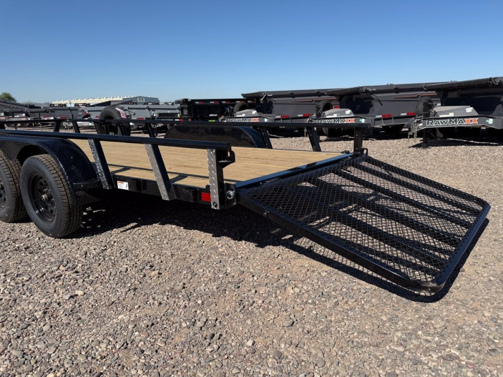 18' UTX Bumper Pull Utility (2) 3.5k Axles, 4' Mesh Flip Ramp - Utility & SXS - TrailerSwap