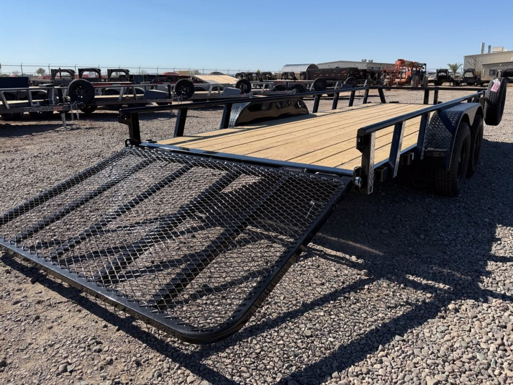 18' UTX Bumper Pull Utility (2) 3.5k Axles, 4' Mesh Flip Ramp - Utility & SXS - TrailerSwap