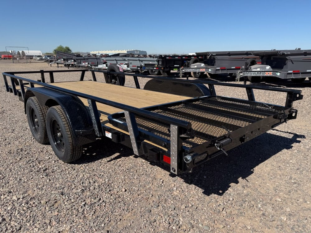 18' UTX Bumper Pull Utility (2) 3.5k Axles, 4' Mesh Flip Ramp - Utility & SXS - TrailerSwap