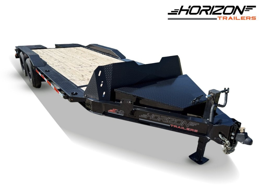 20' Horizon EHZ Bumper Pull Equipment Trailer Mega Ramps - (2) 7K Axles - Low Profile Equipment Trailers - TrailerSwap