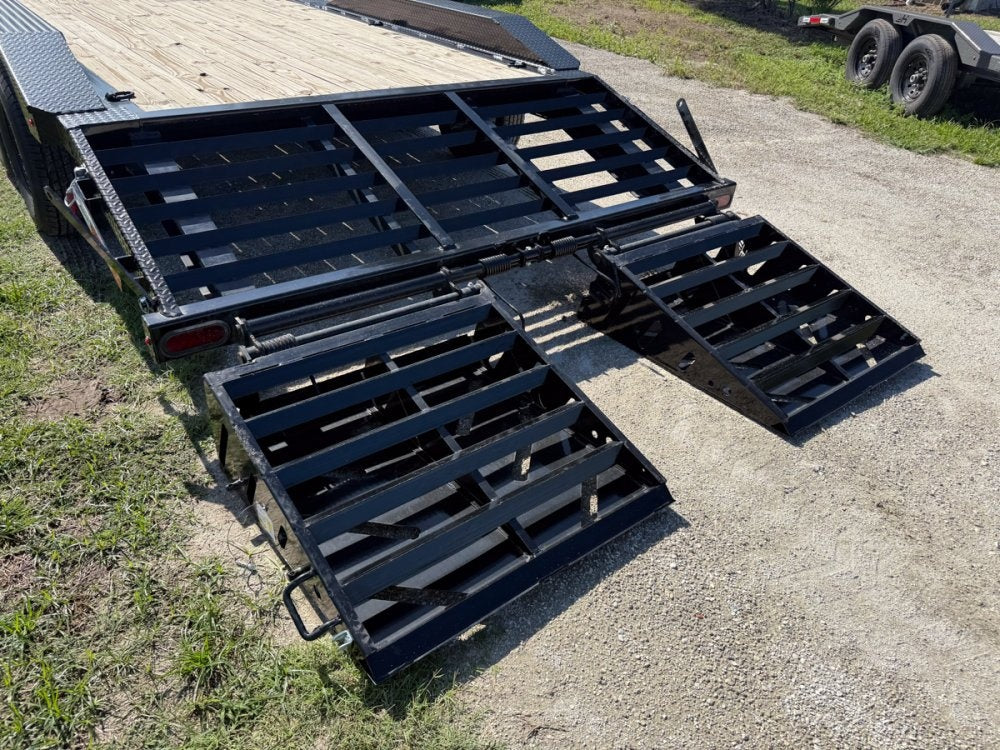 20' Horizon EHZ Bumper Pull Equipment Trailer Mega Ramps - (2) 7K Axles - Low Profile Equipment Trailers - TrailerSwap