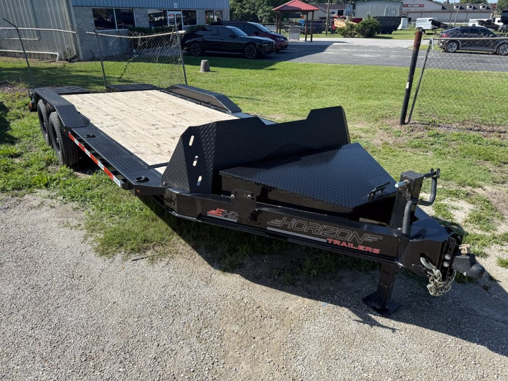 20' Horizon EHZ Bumper Pull Equipment Trailer Mega Ramps - (2) 7K Axles - Low Profile Equipment Trailers - TrailerSwap