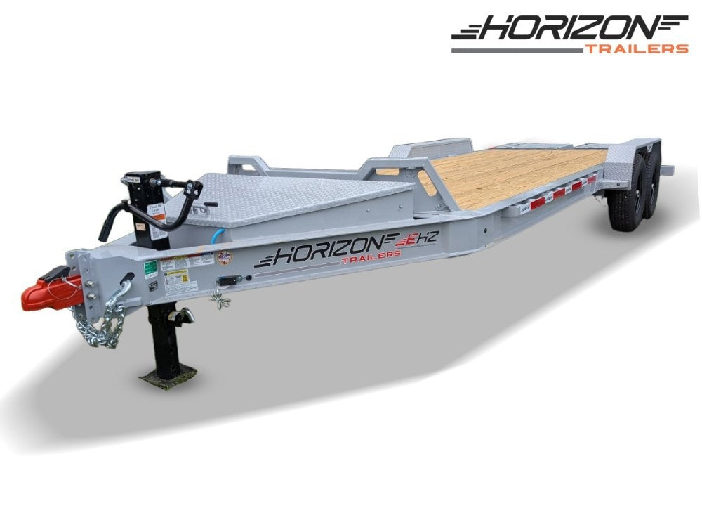 20' Horizon EHZ Bumper Pull Equipment Trailer Mega Ramps - (2) 7K Axles - Low Profile Equipment Trailers - TrailerSwap