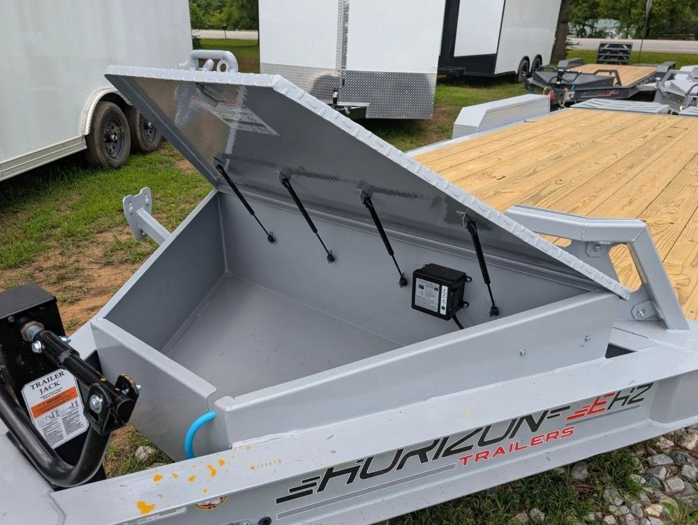 20' Horizon EHZ Bumper Pull Equipment Trailer Mega Ramps - (2) 7K Axles - Low Profile Equipment Trailers - TrailerSwap