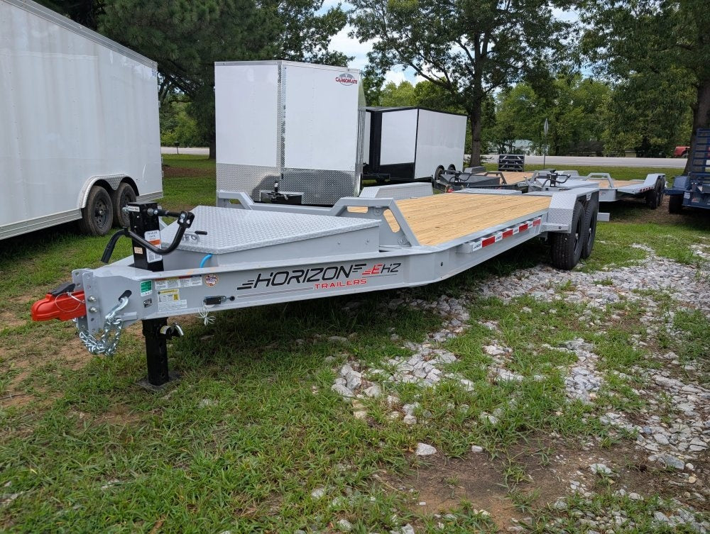 20' Horizon EHZ Bumper Pull Equipment Trailer Mega Ramps - (2) 7K Axles - Low Profile Equipment Trailers - TrailerSwap