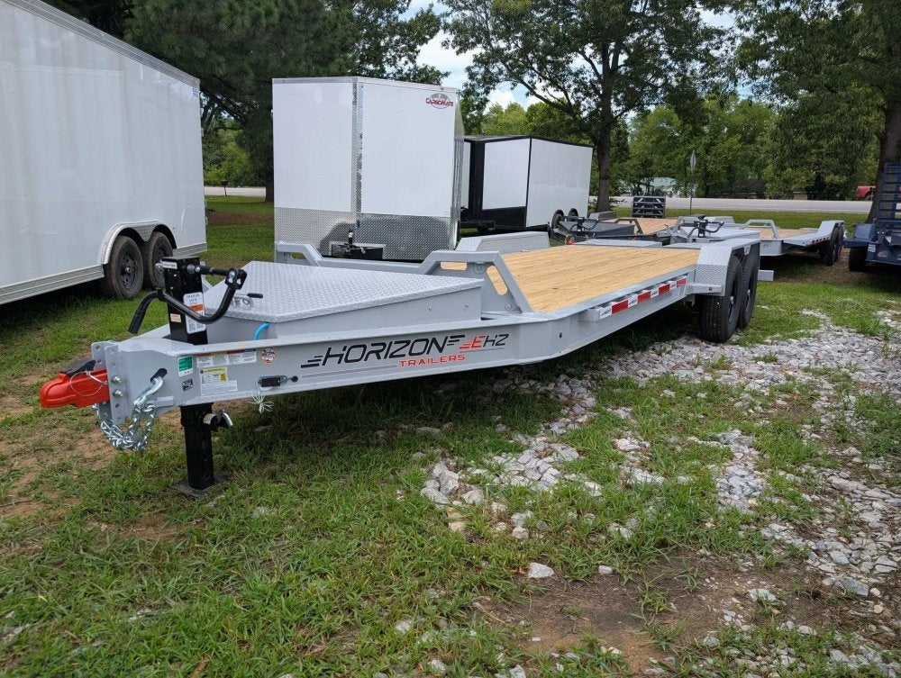 20' Horizon EHZ Bumper Pull Equipment Trailer Mega Ramps - (2) 7K Axles - Low Profile Equipment Trailers - TrailerSwap
