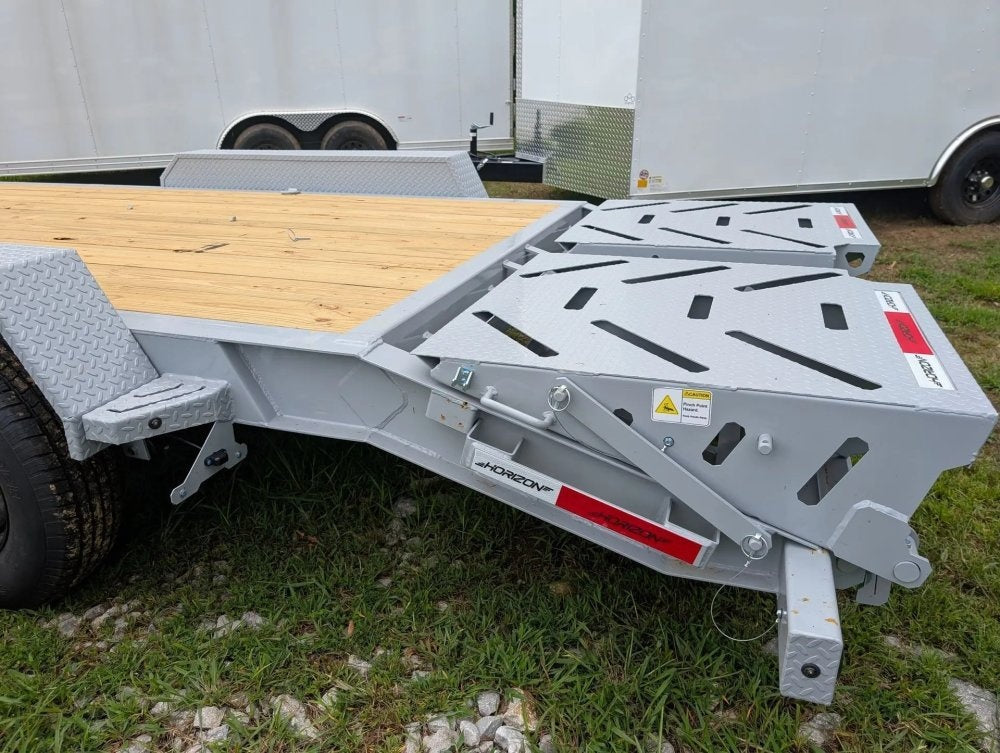 20' Horizon EHZ Bumper Pull Equipment Trailer Mega Ramps - (2) 7K Axles - Low Profile Equipment Trailers - TrailerSwap