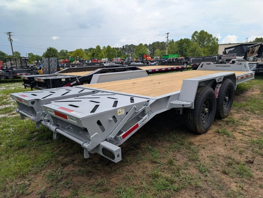 20' Horizon EHZ Bumper Pull Equipment Trailer Mega Ramps - (2) 7K Axles - Low Profile Equipment Trailers - TrailerSwap